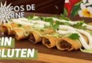 Tacos de carne mexicanos libres de gluten con salsa de aguacate